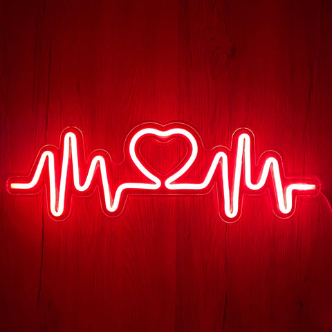Heart Beat Red Neon Væglampe